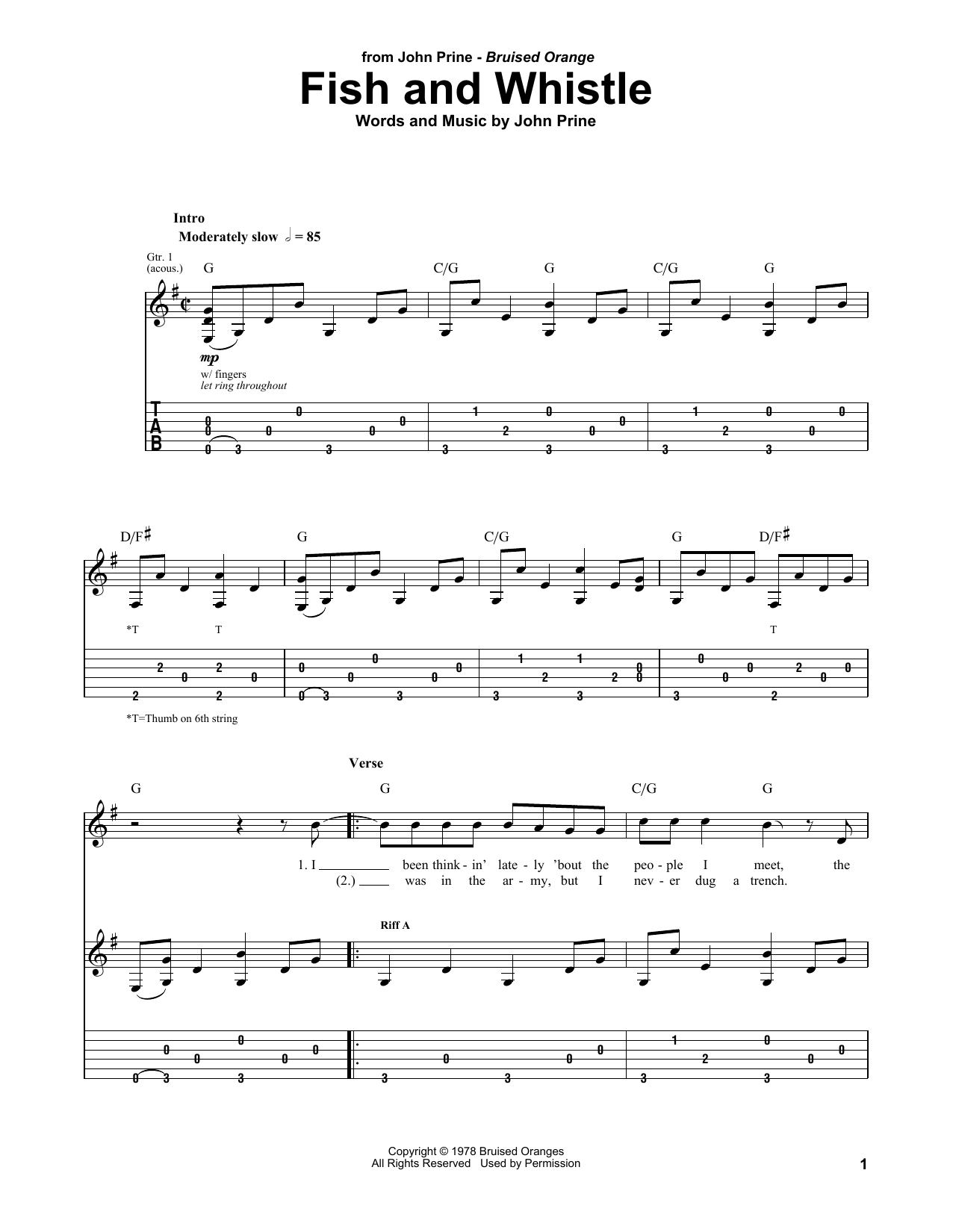 Download John Prine Fish And Whistle Sheet Music and learn how to play Piano, Vocal & Guitar Chords (Right-Hand Melody) PDF digital score in minutes