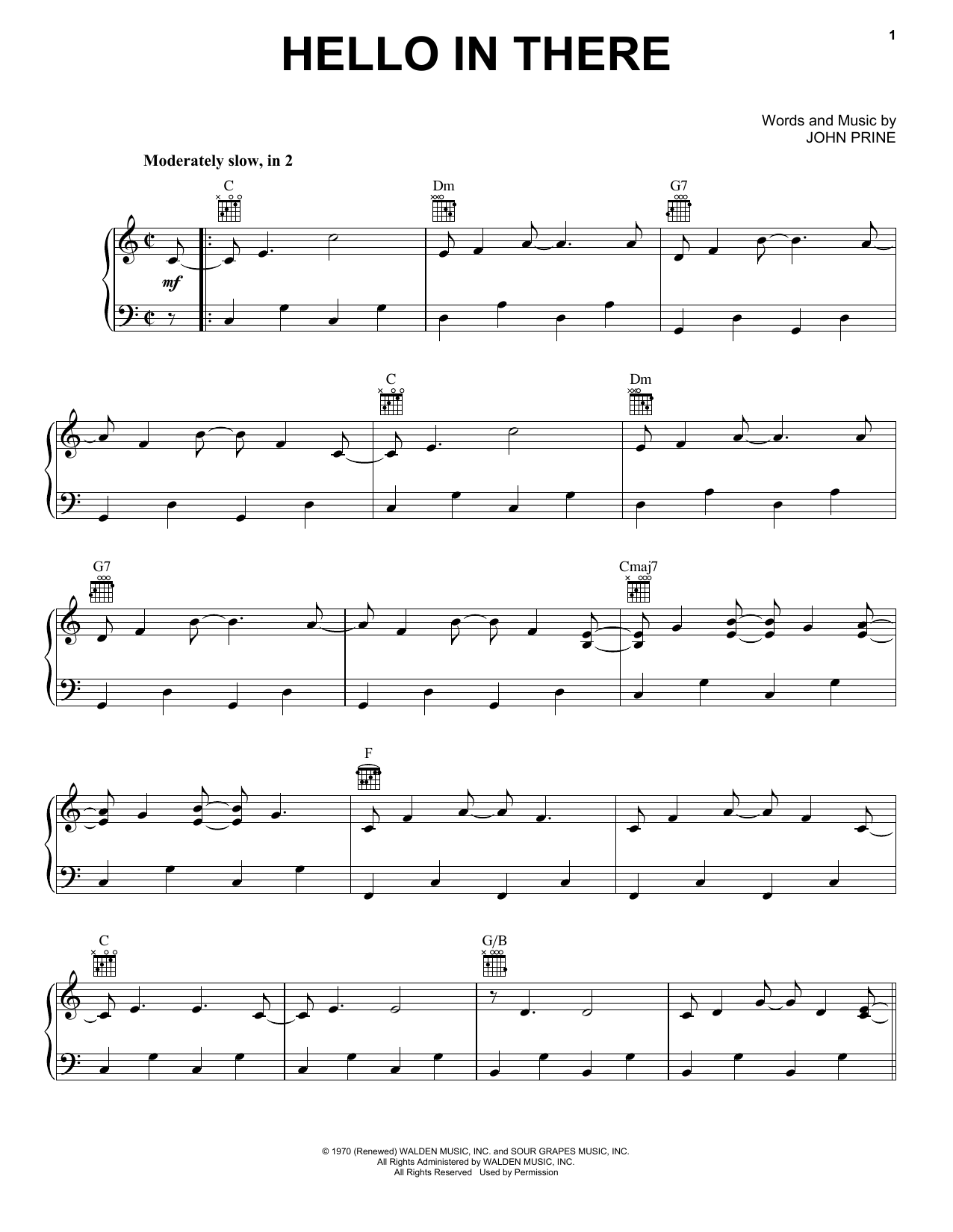 Download John Prine Hello In There Sheet Music and learn how to play Ukulele PDF digital score in minutes