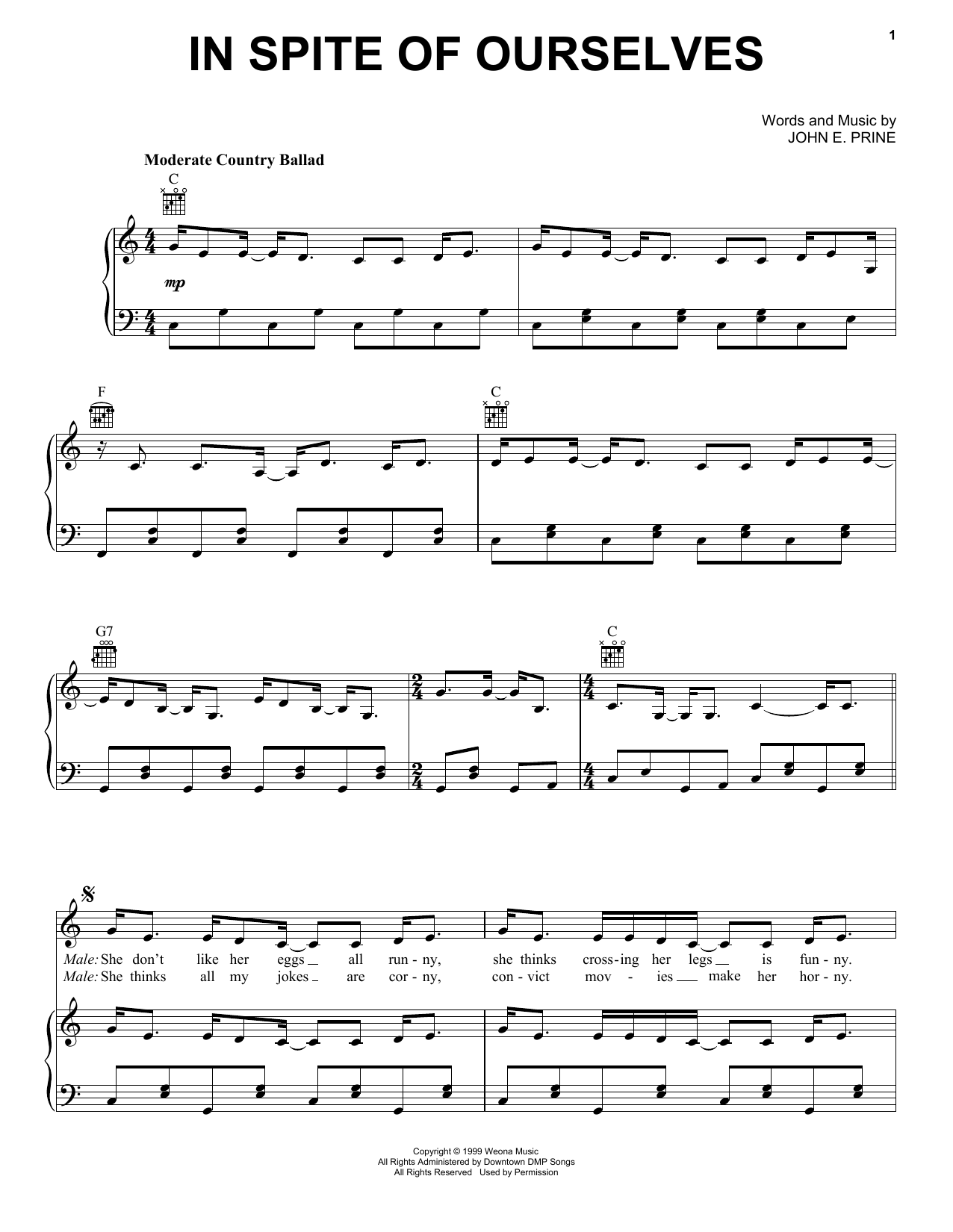 Download John Prine In Spite Of Ourselves Sheet Music and learn how to play Ukulele PDF digital score in minutes