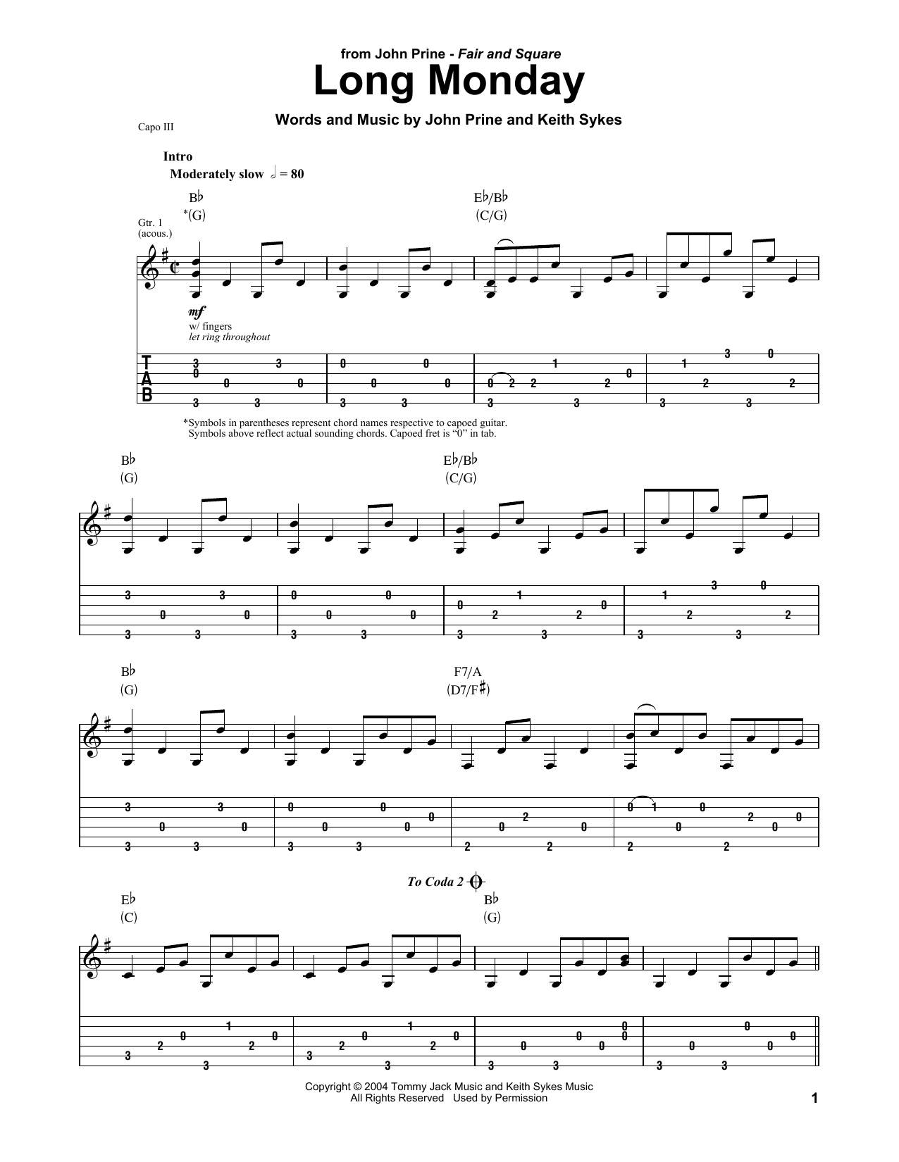 Download John Prine Long Monday Sheet Music and learn how to play Ukulele PDF digital score in minutes
