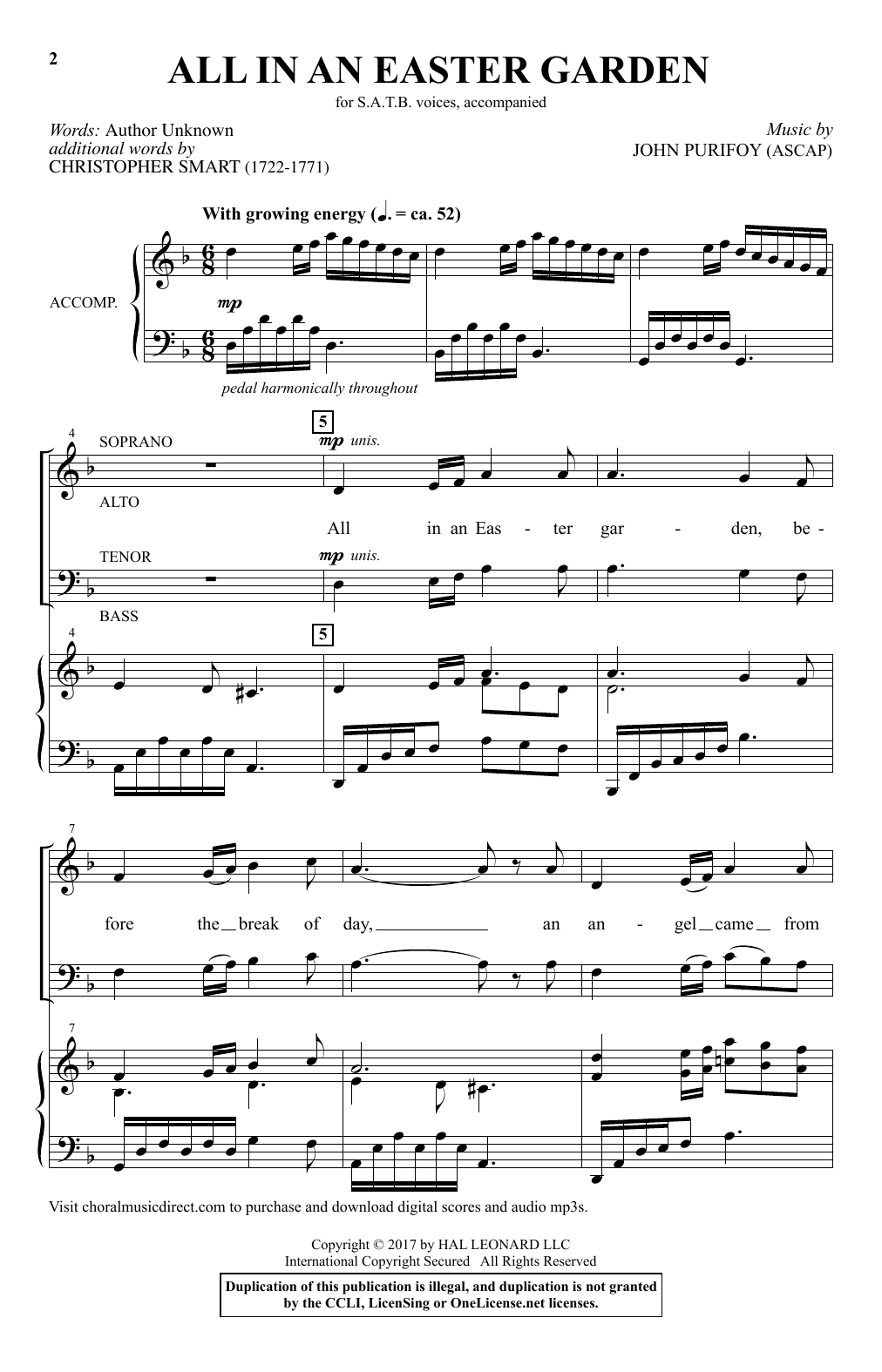 Download John Purifoy All In An Easter Garden Sheet Music and learn how to play SATB PDF digital score in minutes