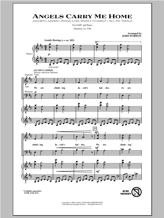 Download John Purifoy Angels Carry Me Home (Medley) Sheet Music and learn how to play SATB PDF digital score in minutes