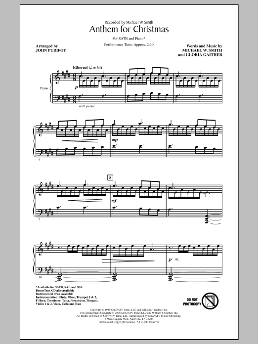 Download John Purifoy Anthem For Christmas Sheet Music and learn how to play SATB PDF digital score in minutes