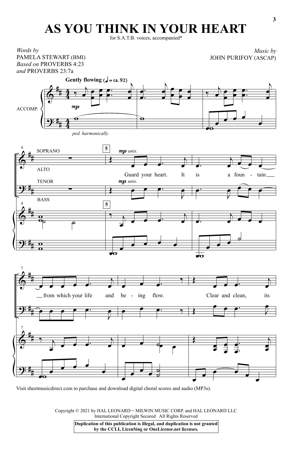 Download John Purifoy As You Think In Your Heart Sheet Music and learn how to play SATB Choir PDF digital score in minutes