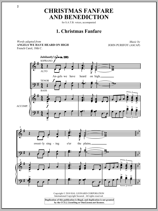 Download John Purifoy Christmas Fanfare And Benediction Sheet Music and learn how to play SATB Choir PDF digital score in minutes