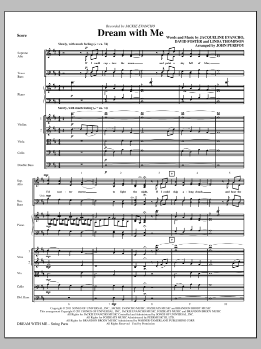 Download John Purifoy Dream With Me - Full Score Sheet Music and learn how to play Choir Instrumental Pak PDF digital score in minutes