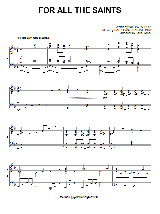 Download John Purifoy For All The Saints Sheet Music and learn how to play Piano PDF digital score in minutes