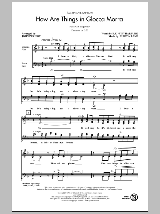 Download John Purifoy How Are Things In Glocca Morra Sheet Music and learn how to play SSA Choir PDF digital score in minutes