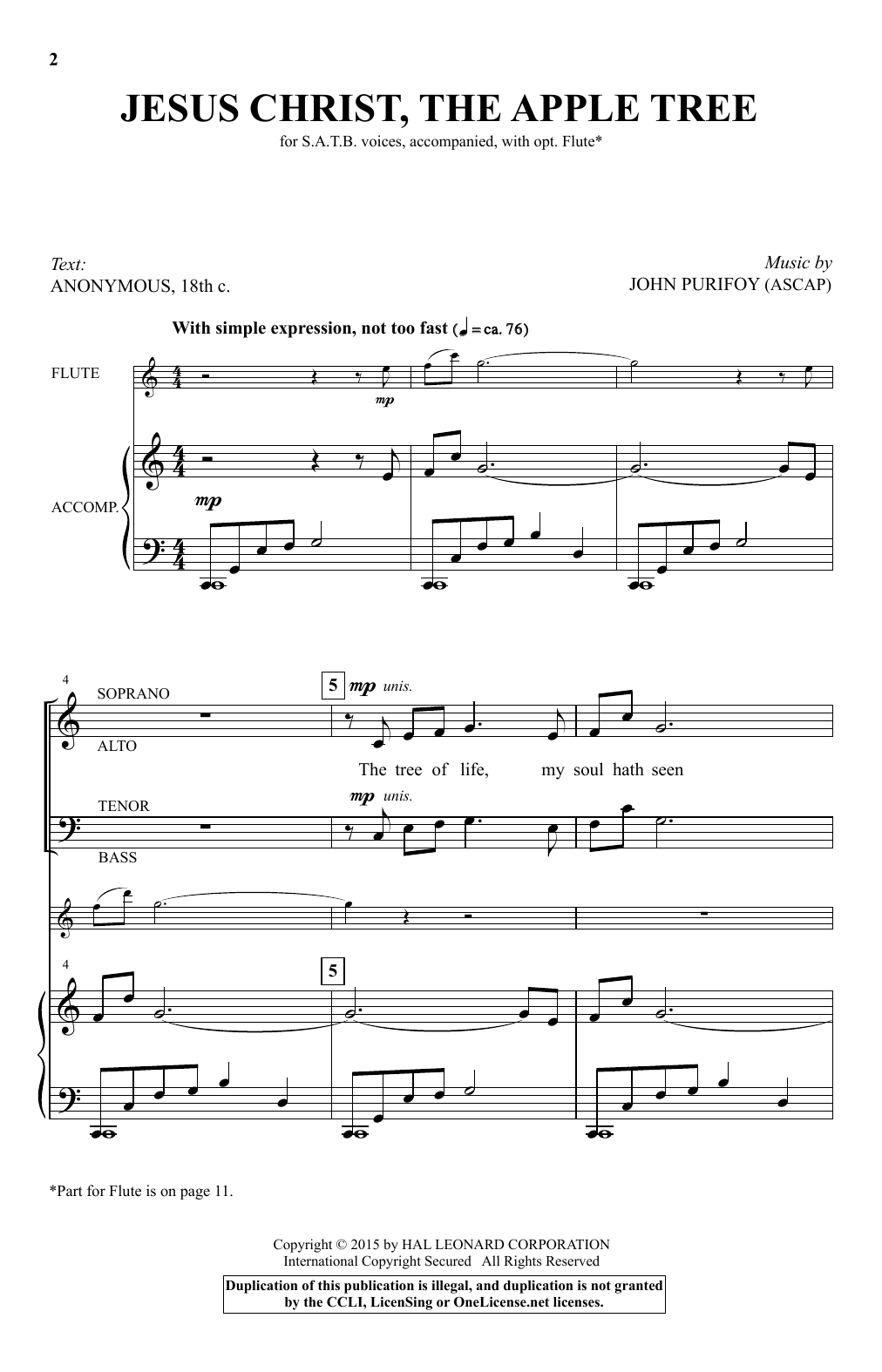 Download John Purifoy Jesus Christ, The Apple Tree Sheet Music and learn how to play SATB PDF digital score in minutes