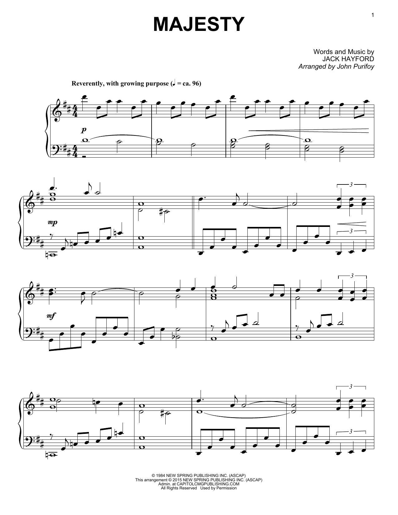 Download John Purifoy Majesty Sheet Music and learn how to play Piano PDF digital score in minutes