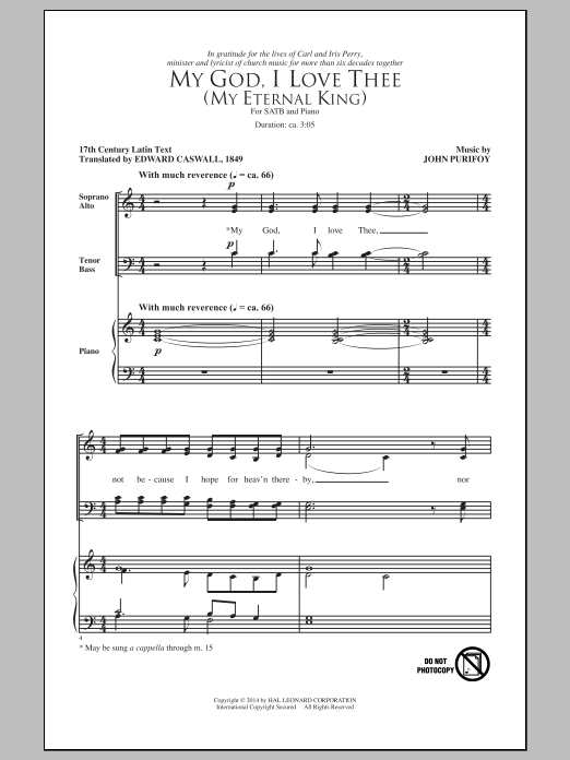 Download John Purifoy My God, I Love Thee (My Eternal King) Sheet Music and learn how to play SATB PDF digital score in minutes