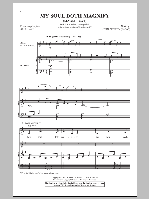 Download John Purifoy My Soul Doth Magnify (Magnificat) Sheet Music and learn how to play SATB PDF digital score in minutes