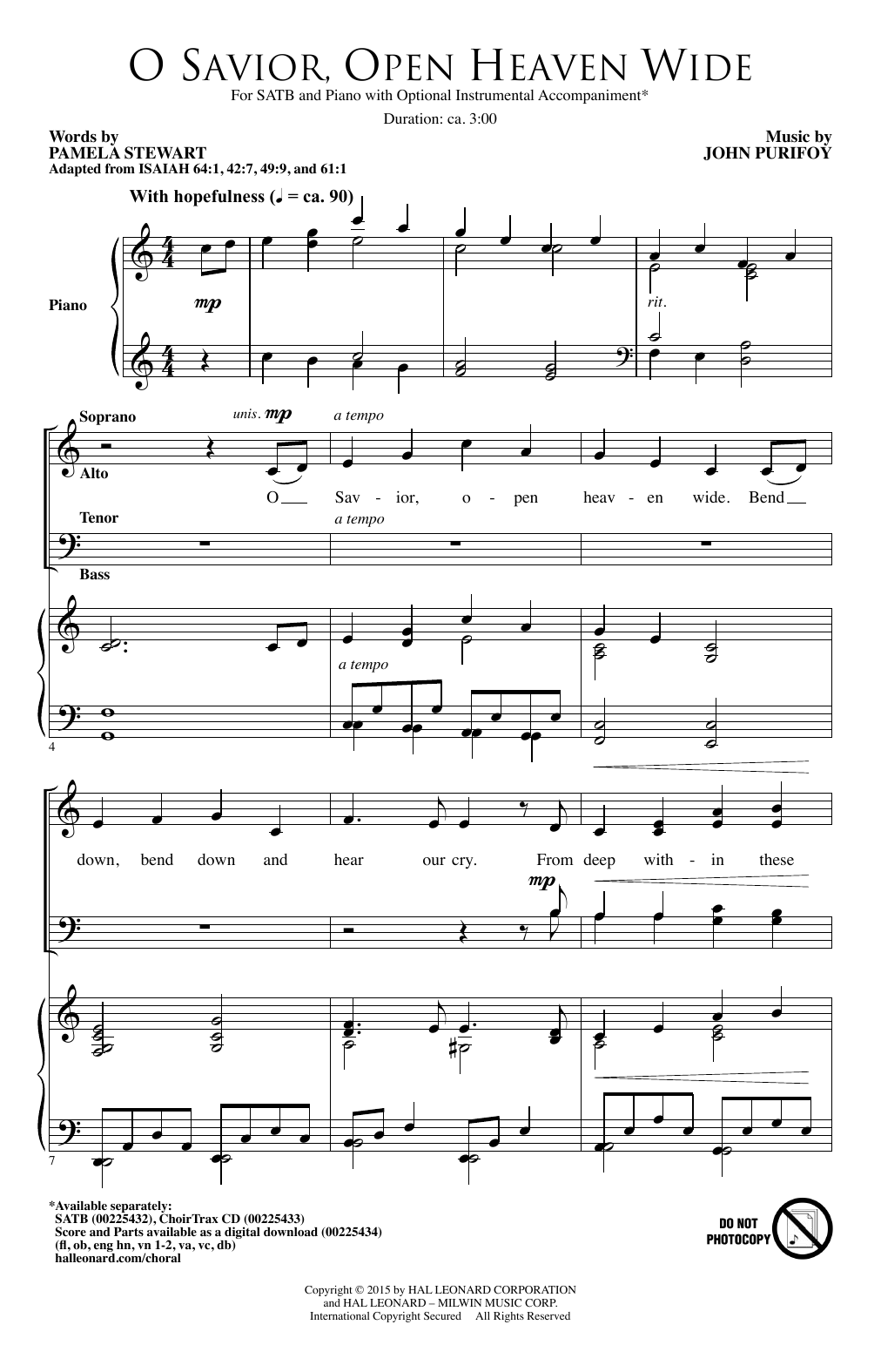 Download John Purifoy O Savior, Open Heaven Wide Sheet Music and learn how to play SATB PDF digital score in minutes