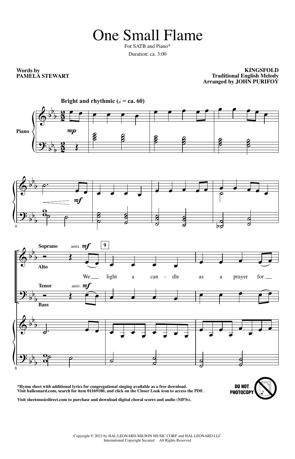 Download John Purifoy One Small Flame Sheet Music and learn how to play SATB Choir PDF digital score in minutes