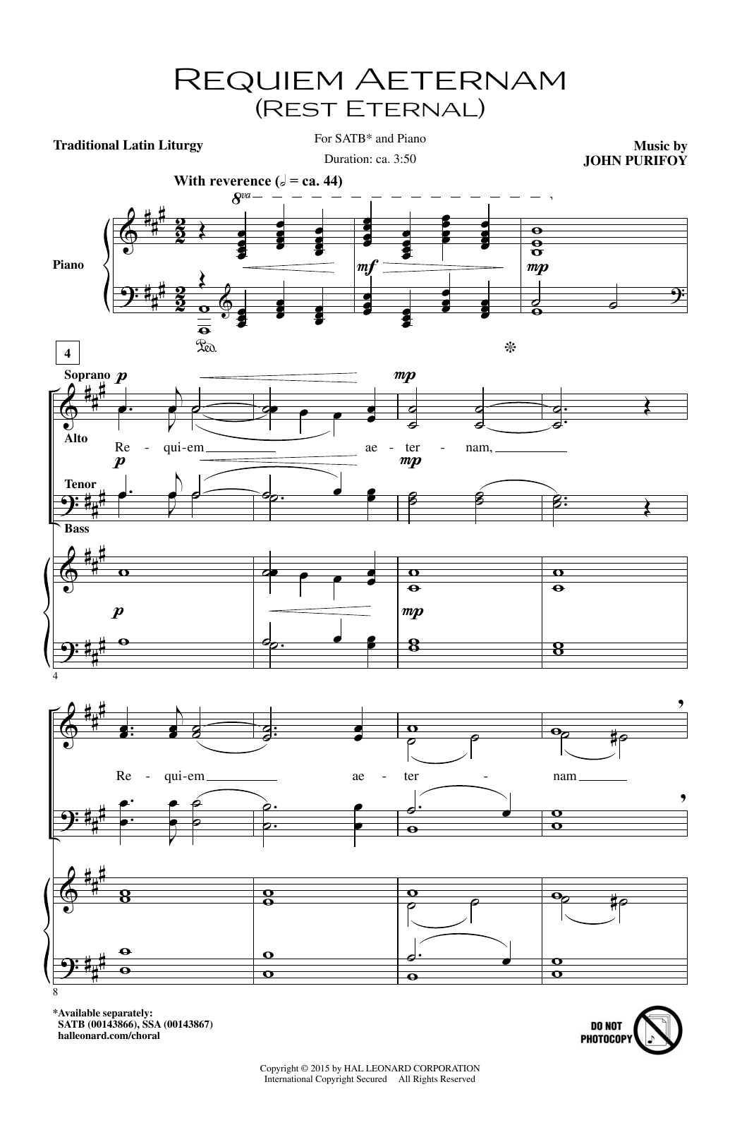 Download John Purifoy Requiem Aeternam (Rest Eternal) Sheet Music and learn how to play SSA PDF digital score in minutes