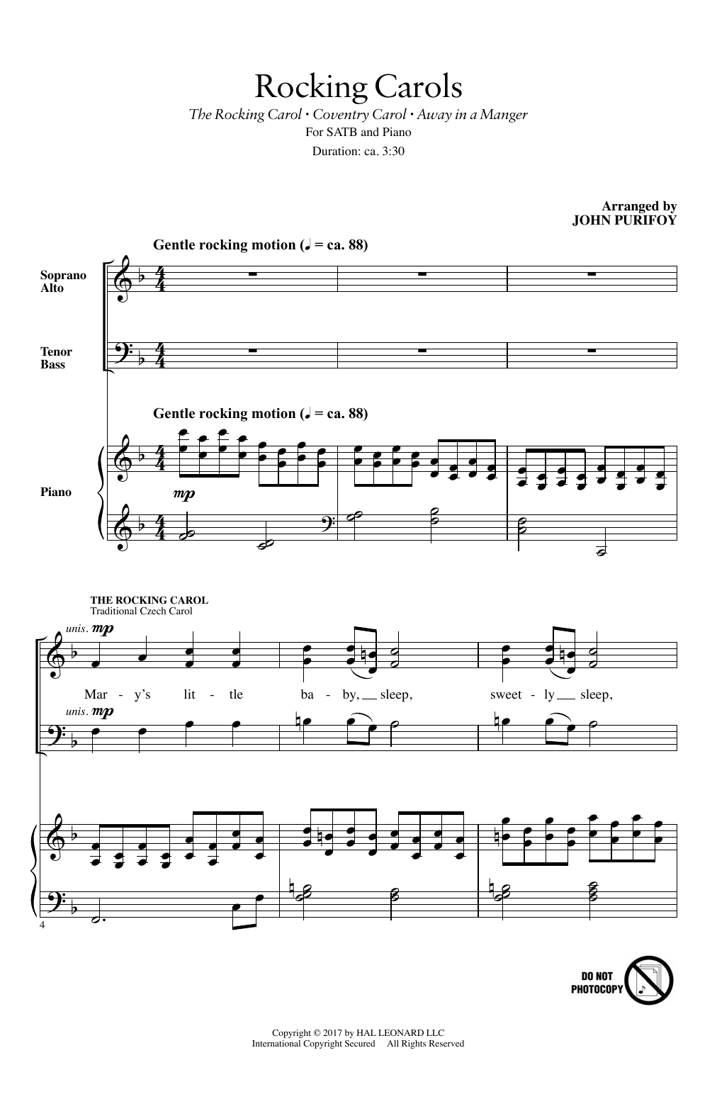 Download John Purifoy Rocking Carols Sheet Music and learn how to play SATB PDF digital score in minutes