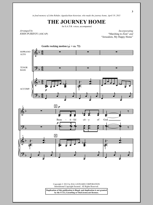 Download John Purifoy The Journey Home Sheet Music and learn how to play SATB PDF digital score in minutes