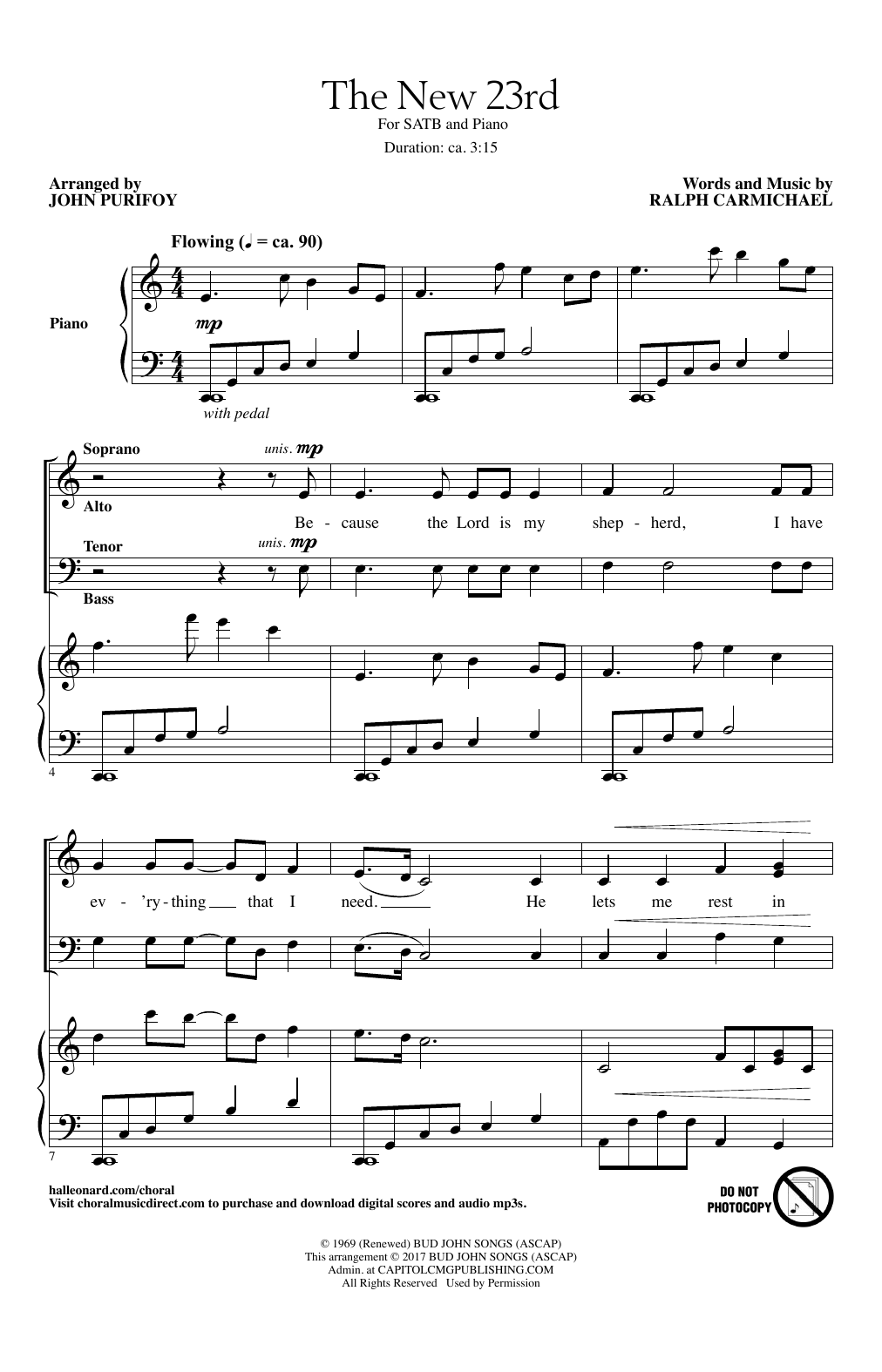 Download John Purifoy The New 23rd Sheet Music and learn how to play SATB PDF digital score in minutes
