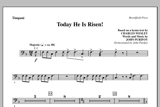 Download John Purifoy Today He Is Risen! - Timpani Sheet Music and learn how to play Choir Instrumental Pak PDF digital score in minutes