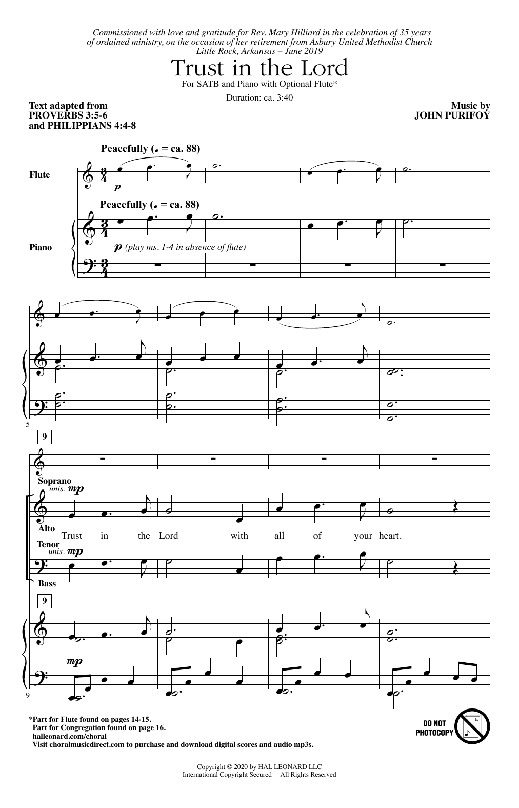 Download John Purifoy Trust In The Lord Sheet Music and learn how to play SATB Choir PDF digital score in minutes