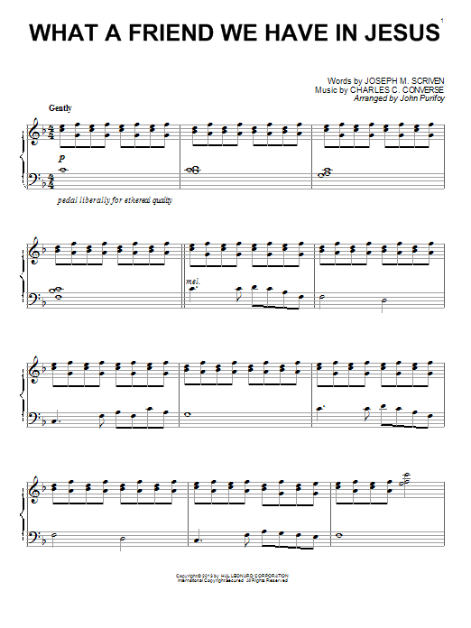Download John Purifoy What A Friend We Have In Jesus Sheet Music and learn how to play Piano PDF digital score in minutes
