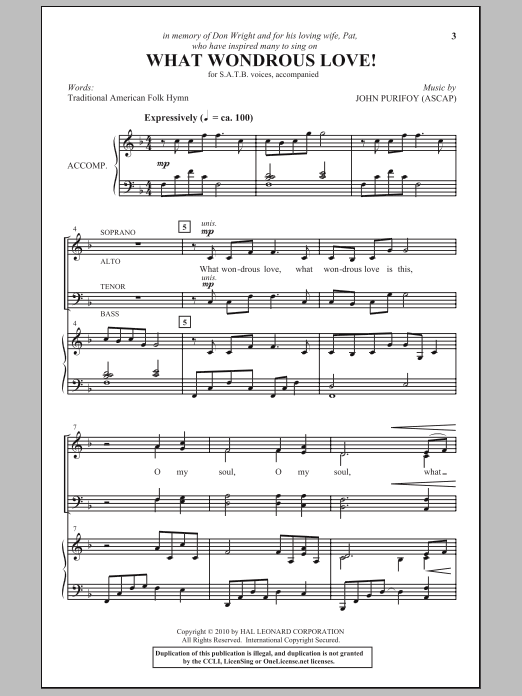 Download John Purifoy What Wondrous Love! Sheet Music and learn how to play SATB Choir PDF digital score in minutes