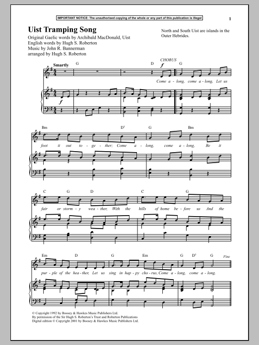 Download John R. Bannerman Uist Tramping Song Sheet Music and learn how to play Piano PDF digital score in minutes