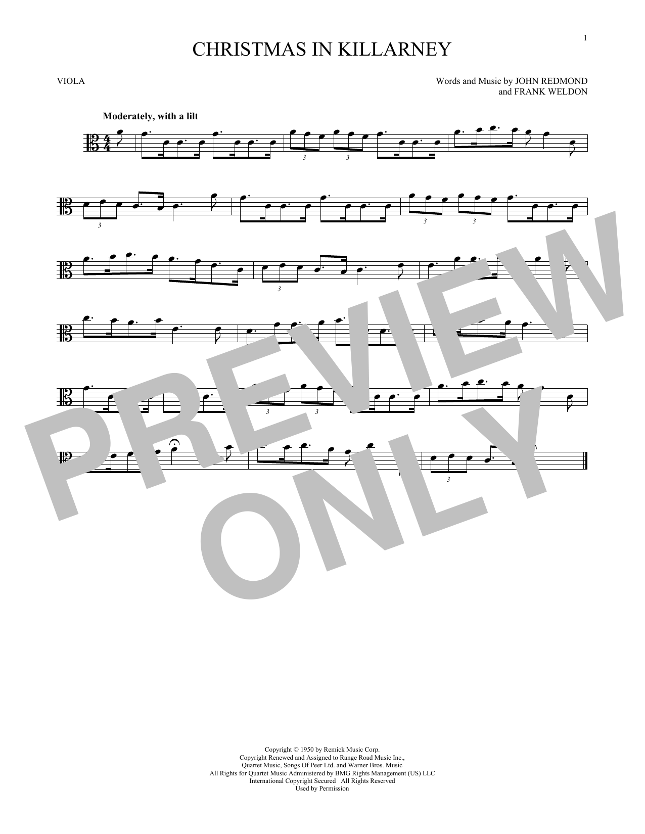 Download John Redmond & Frank Weldon Christmas In Killarney Sheet Music and learn how to play Flute Solo PDF digital score in minutes