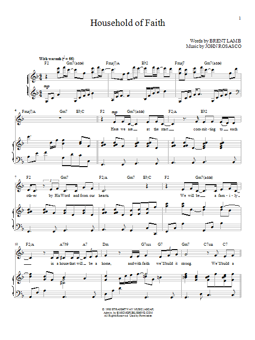Download John Rosasco Household Of Faith Sheet Music and learn how to play Piano & Vocal PDF digital score in minutes