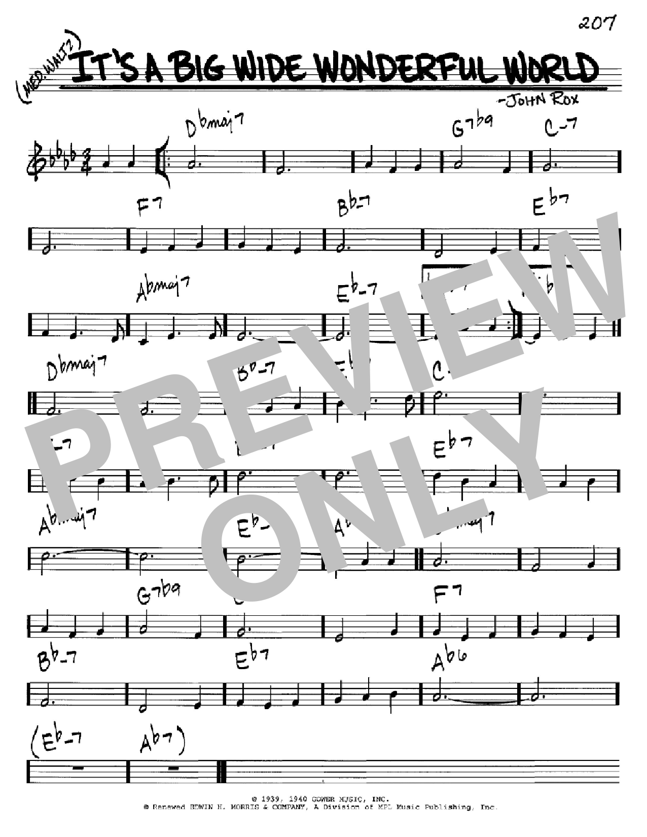 Download John Rox It's A Big Wide Wonderful World Sheet Music and learn how to play Real Book - Melody & Chords - C Instruments PDF digital score in minutes