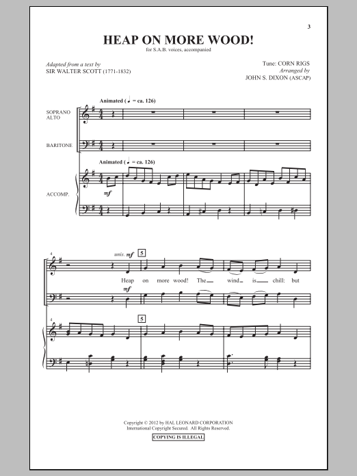 Download Traditional Folksong Heap On More Wood (arr. John S. Dixon) Sheet Music and learn how to play SAB PDF digital score in minutes