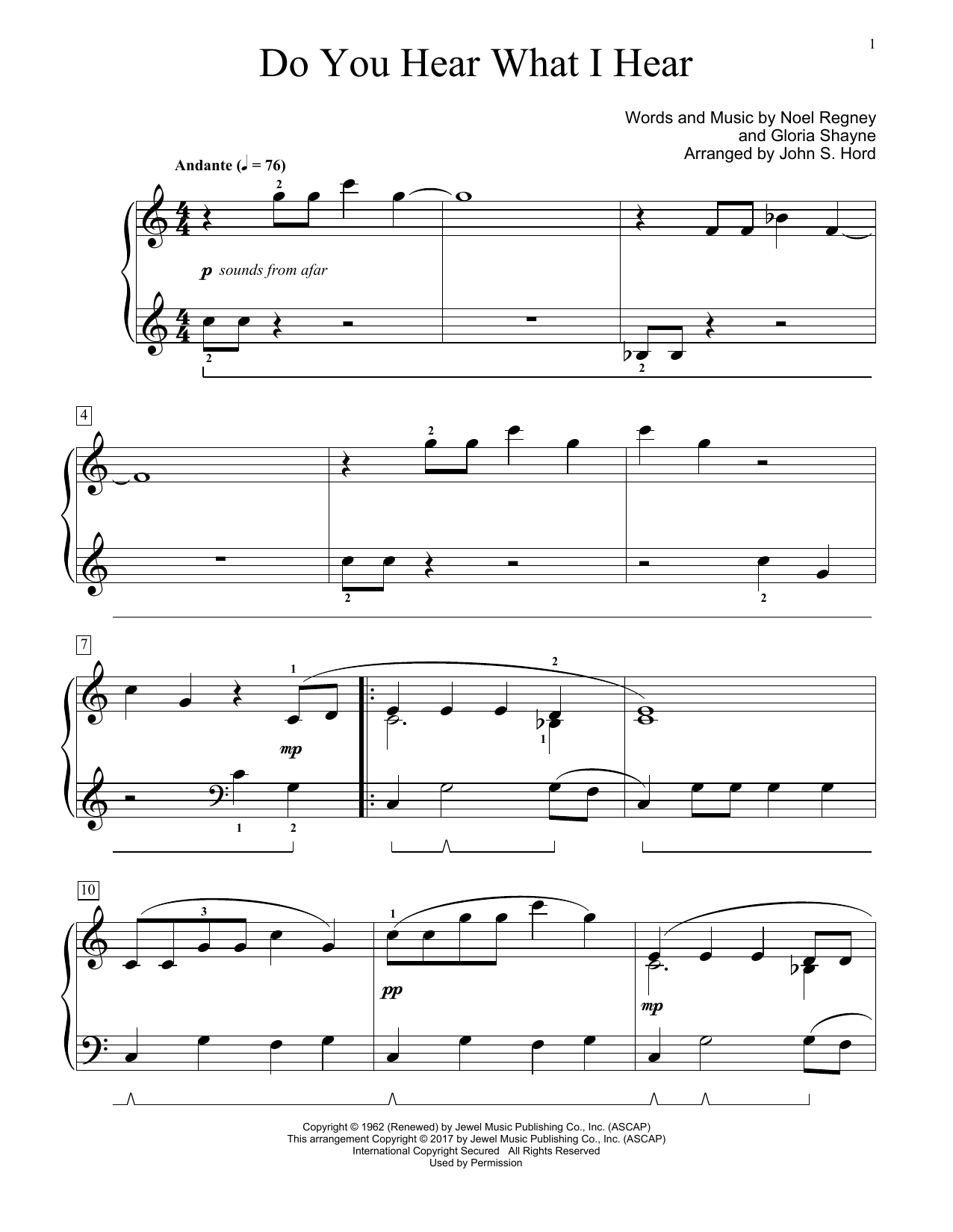 Download John S. Hord Do You Hear What I Hear Sheet Music and learn how to play Educational Piano PDF digital score in minutes