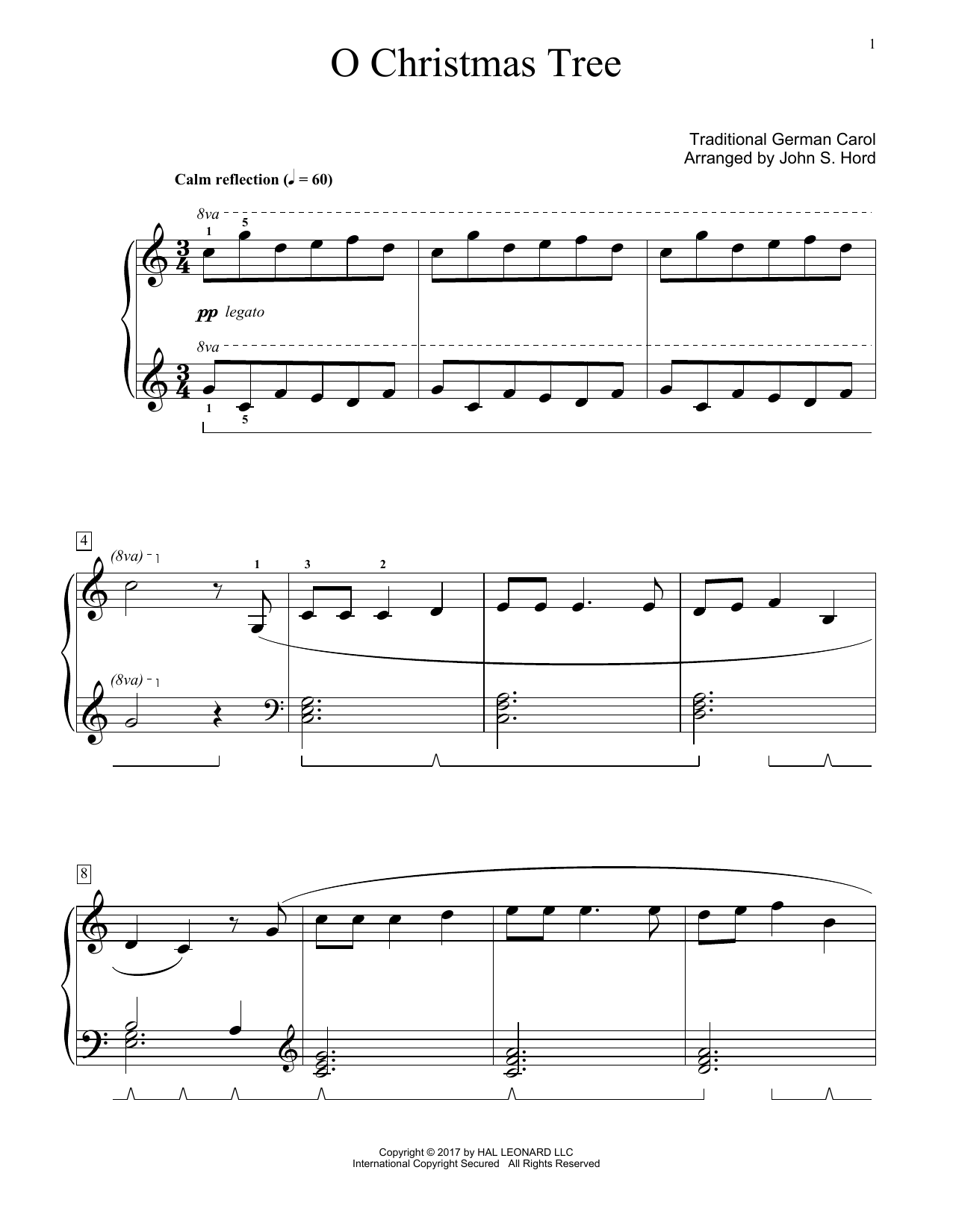 Download John S. Hord O Christmas Tree Sheet Music and learn how to play Educational Piano PDF digital score in minutes