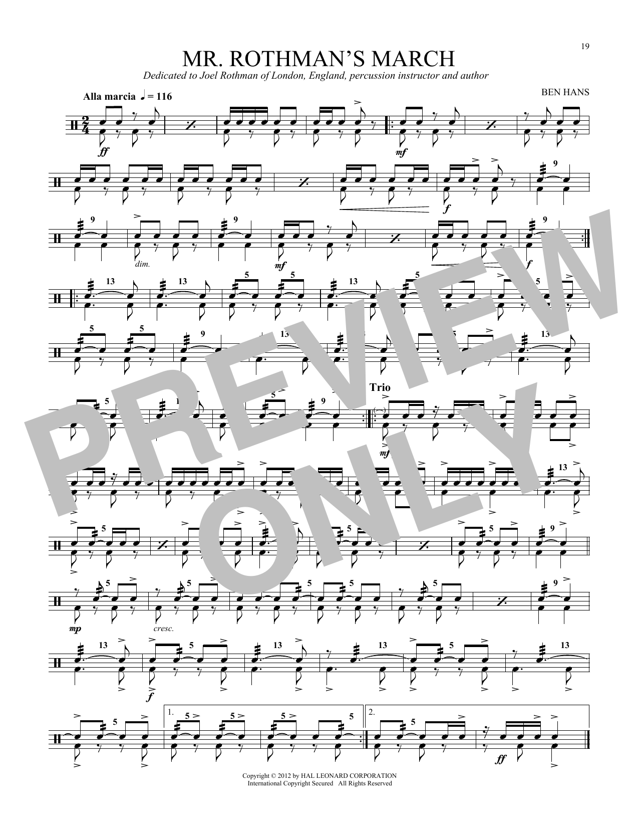 Download John S. Pratt Mr. Rothman's March Sheet Music and learn how to play Snare Drum Solo PDF digital score in minutes