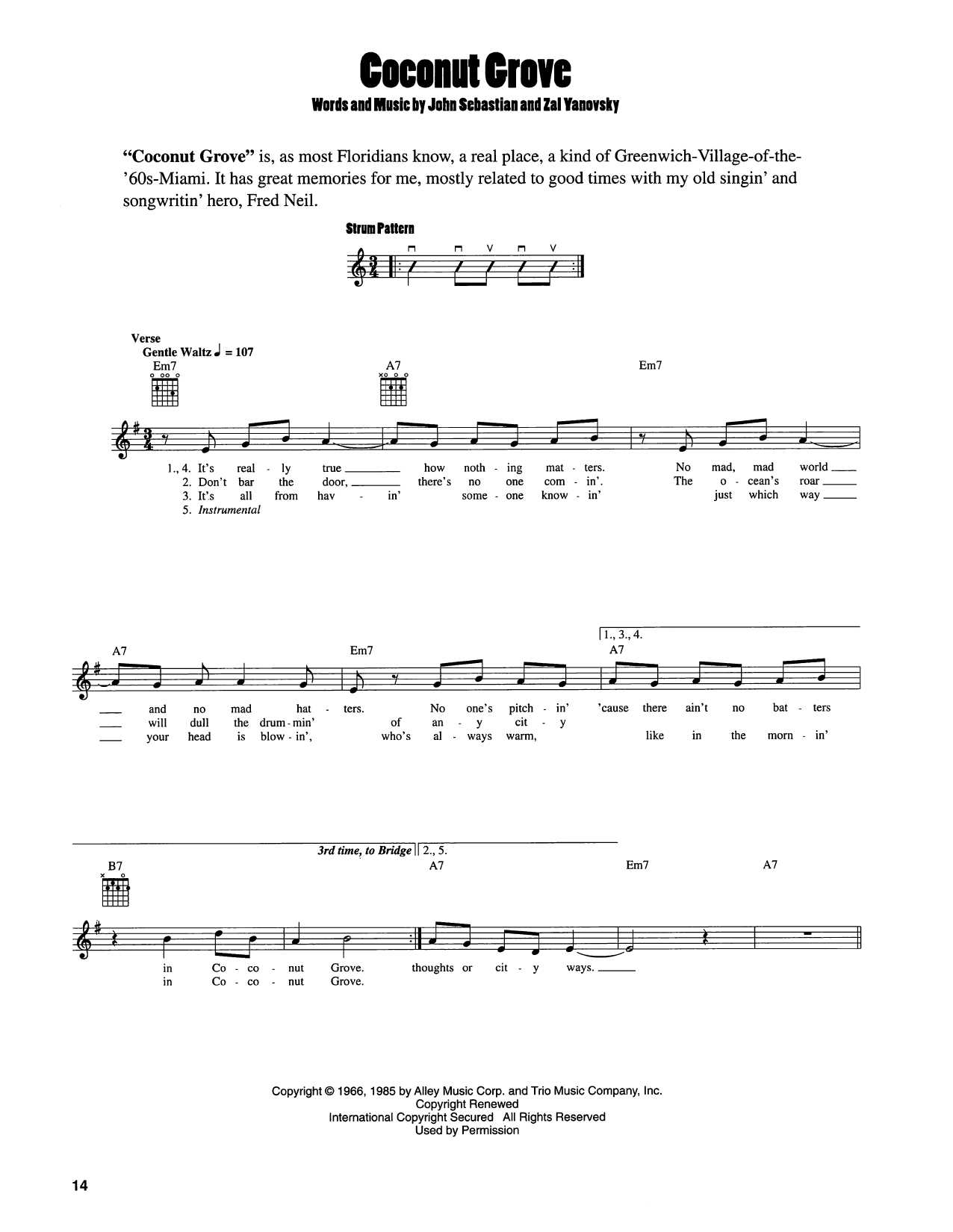 Download John Sebastian Coconut Grove Sheet Music and learn how to play Easy Guitar PDF digital score in minutes