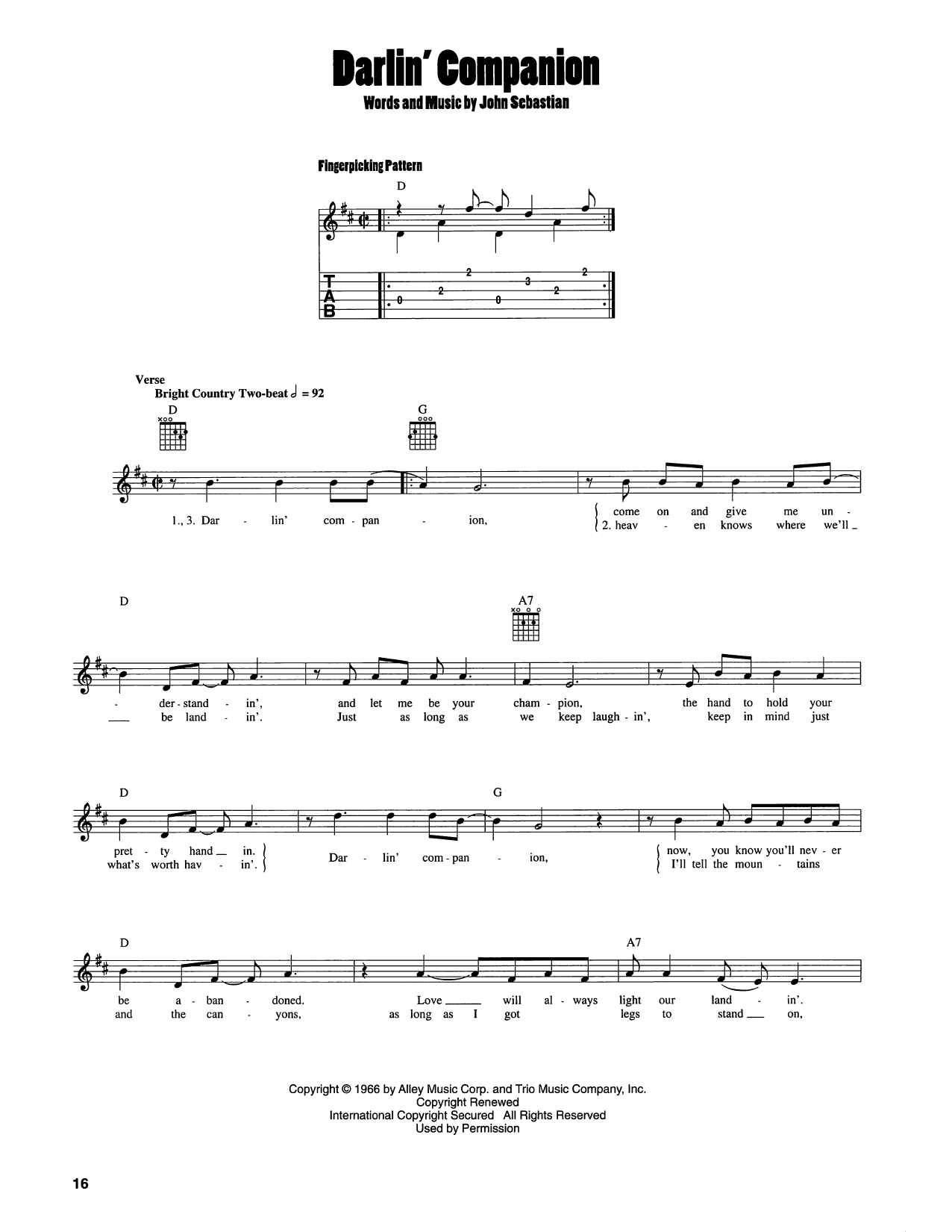 Download John Sebastian Darlin' Companion Sheet Music and learn how to play Easy Guitar PDF digital score in minutes
