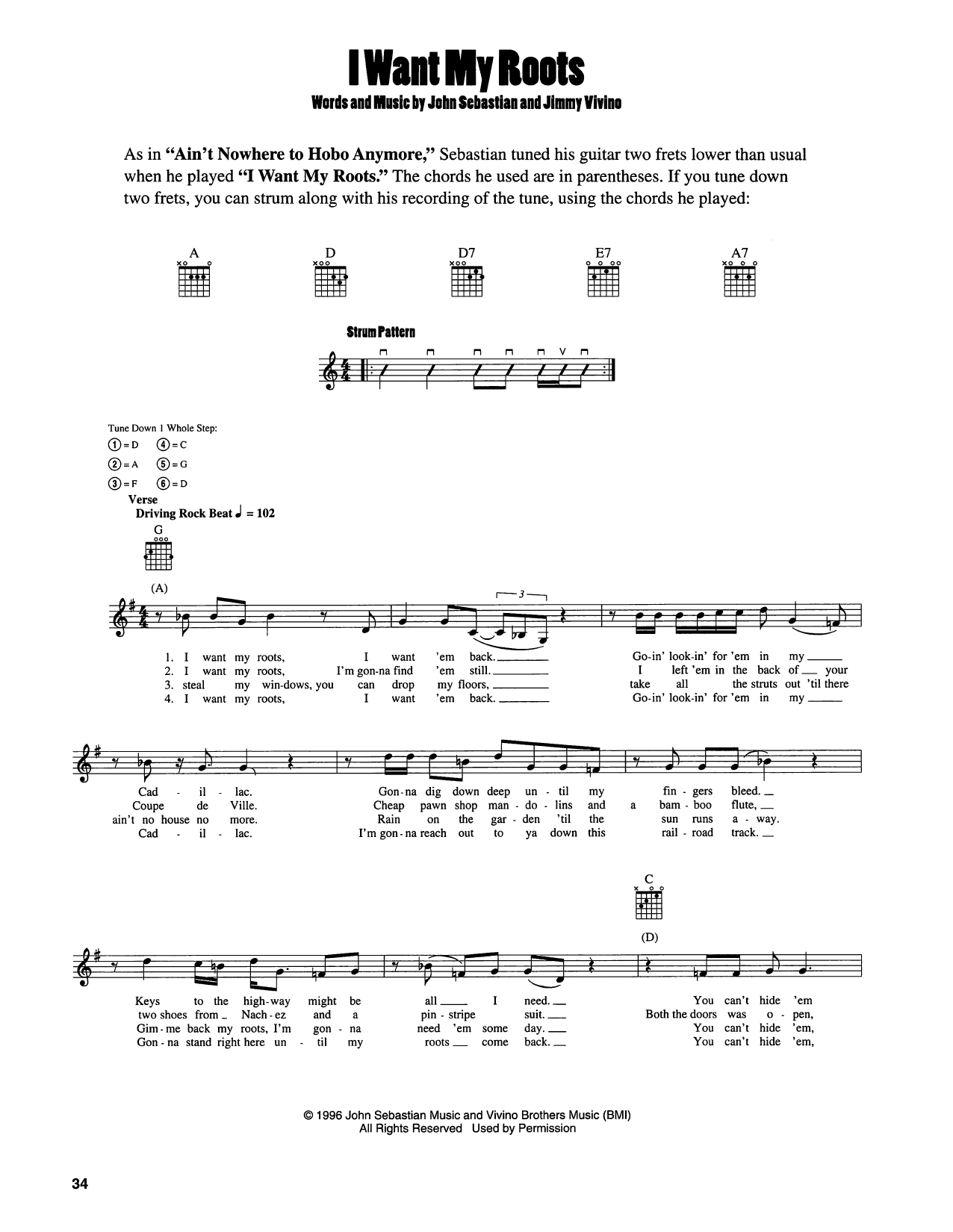Download John Sebastian I Want My Roots Sheet Music and learn how to play Easy Guitar PDF digital score in minutes