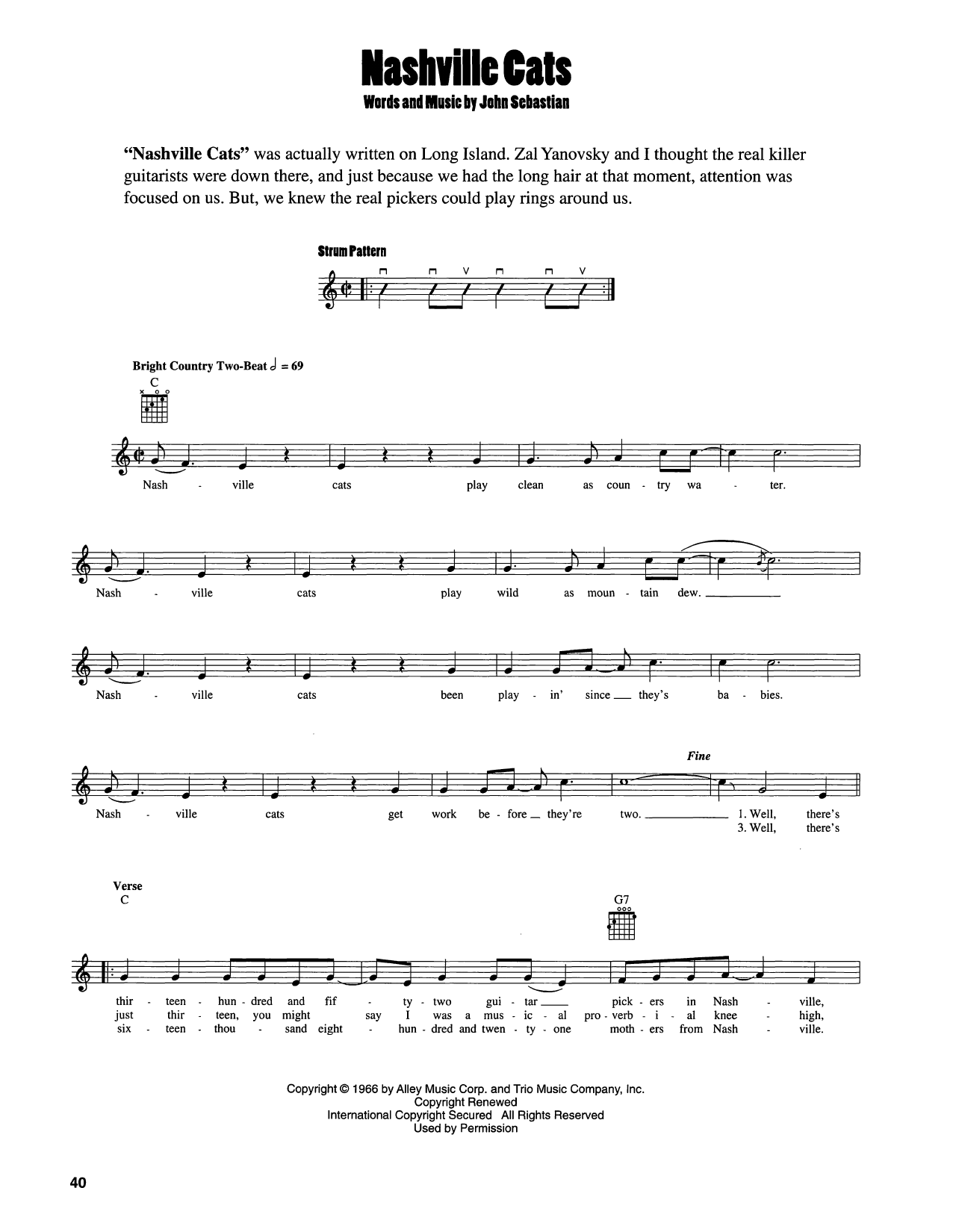 Download John Sebastian Nashville Cats Sheet Music and learn how to play Easy Guitar PDF digital score in minutes