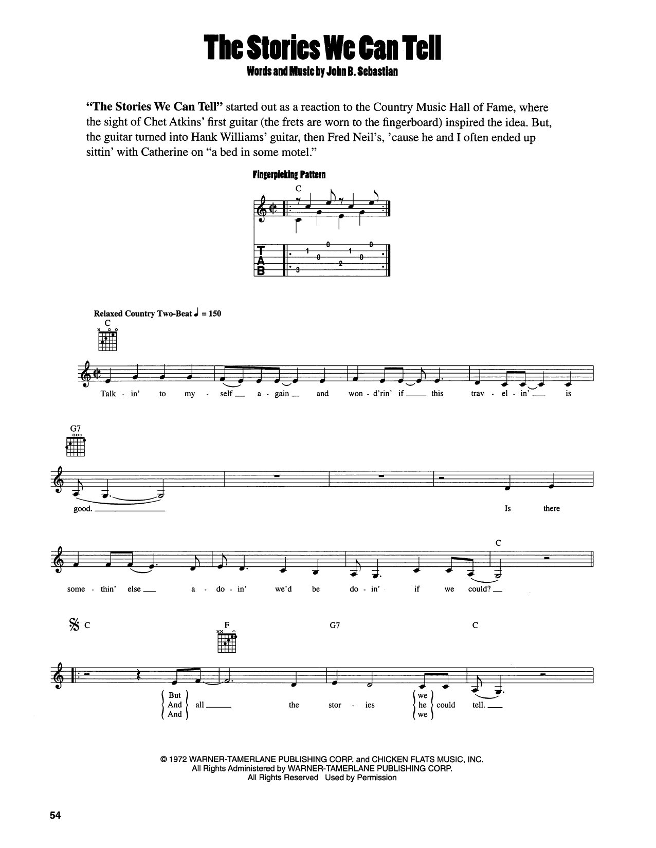 Download John Sebastian The Stories We Can Tell Sheet Music and learn how to play Easy Guitar PDF digital score in minutes