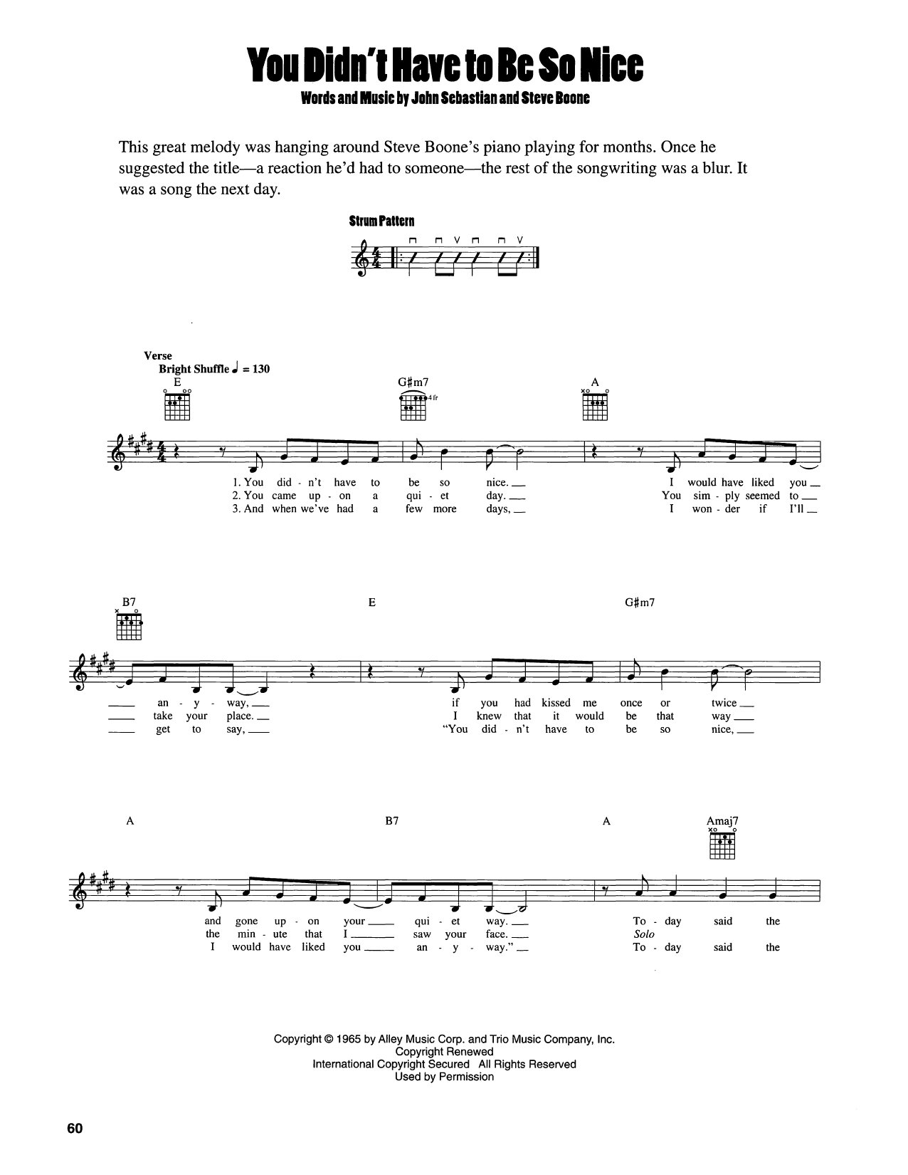Download John Sebastian You Didn't Have To Be So Nice Sheet Music and learn how to play Easy Guitar PDF digital score in minutes
