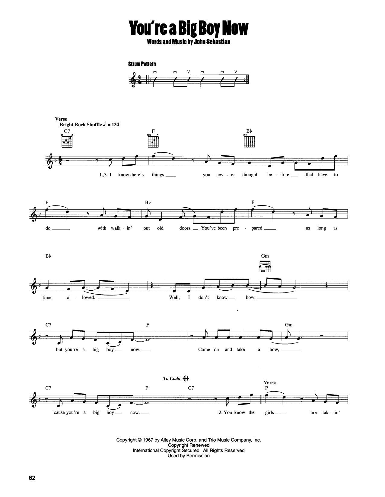 Download John Sebastian You're A Big Boy Now Sheet Music and learn how to play Easy Guitar PDF digital score in minutes
