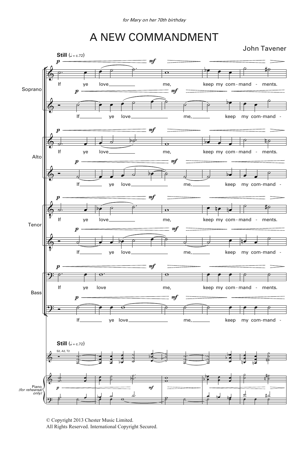 Download John Tavener A New Commandment Sheet Music and learn how to play Choral SSAATTBB PDF digital score in minutes