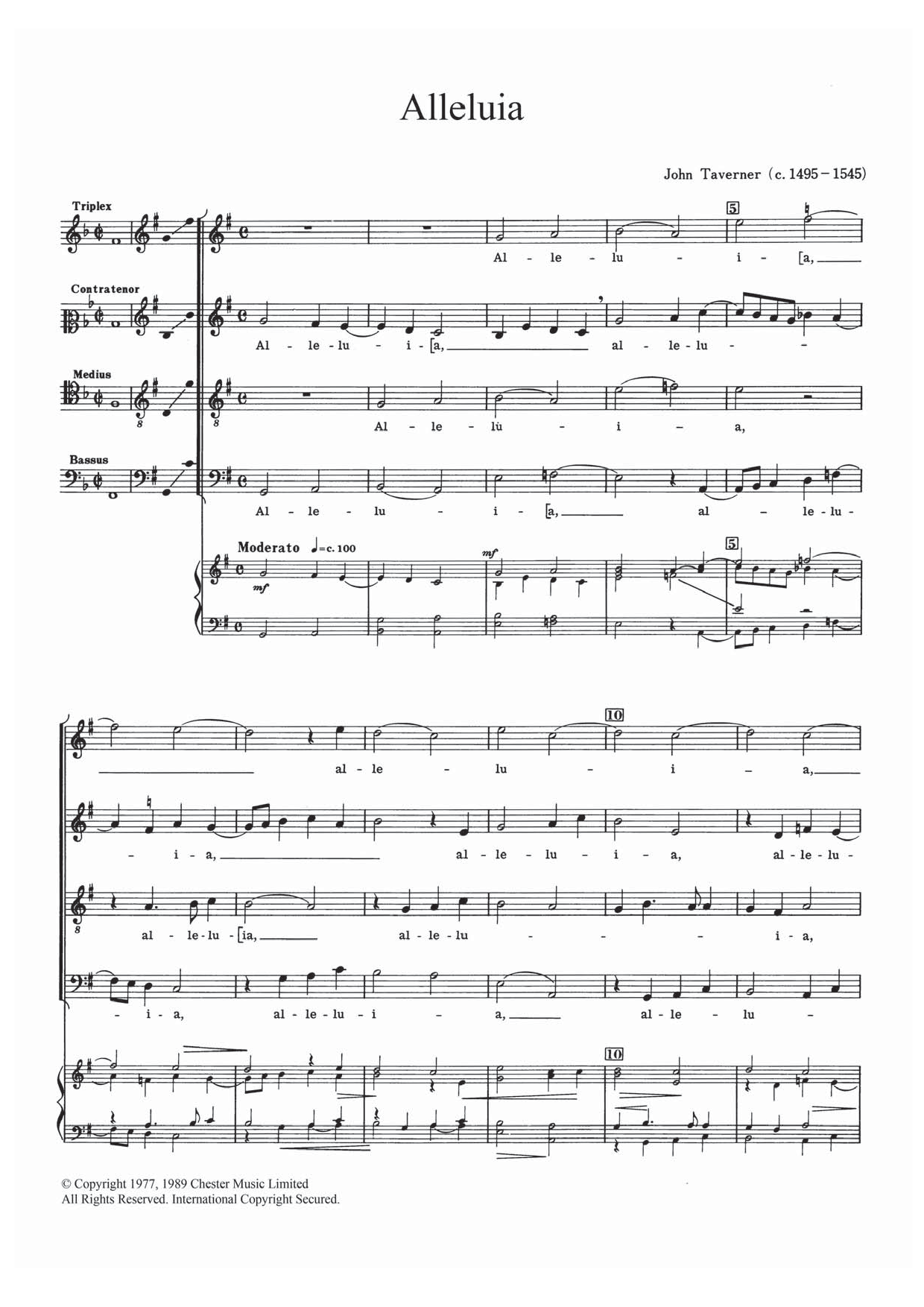 Download John Tavener Alleluia Sheet Music and learn how to play SATB PDF digital score in minutes