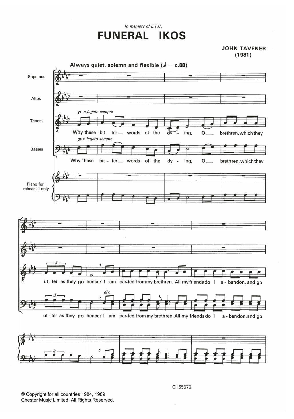 Download John Tavener Funeral Ikos Sheet Music and learn how to play Choir PDF digital score in minutes