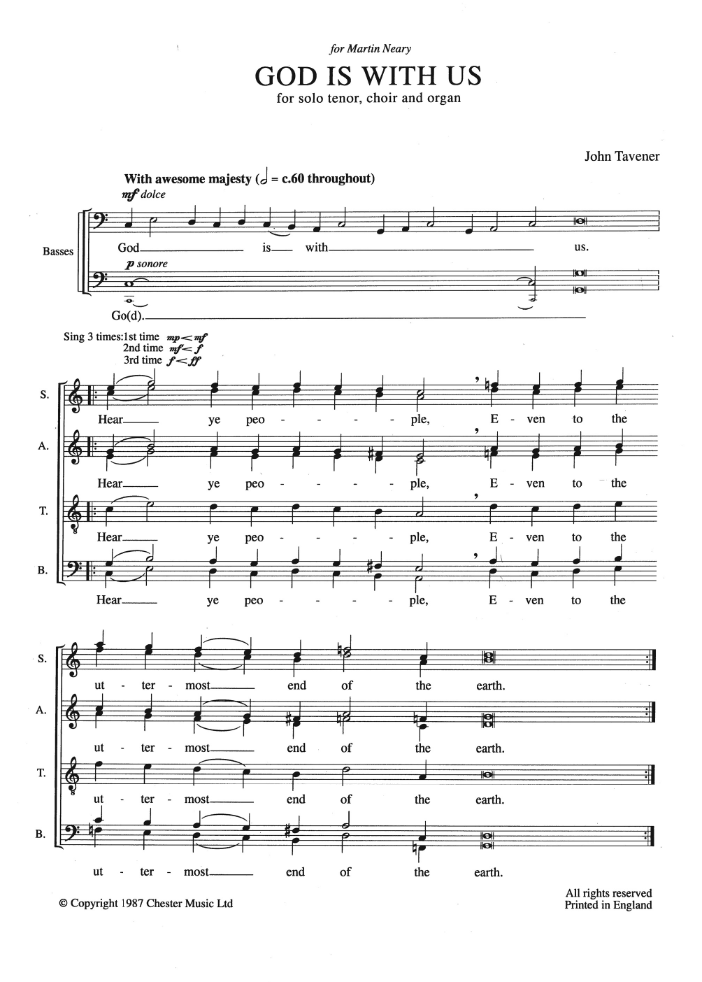 Download John Tavener God Is With Us Sheet Music and learn how to play Choral SSAATTBB PDF digital score in minutes