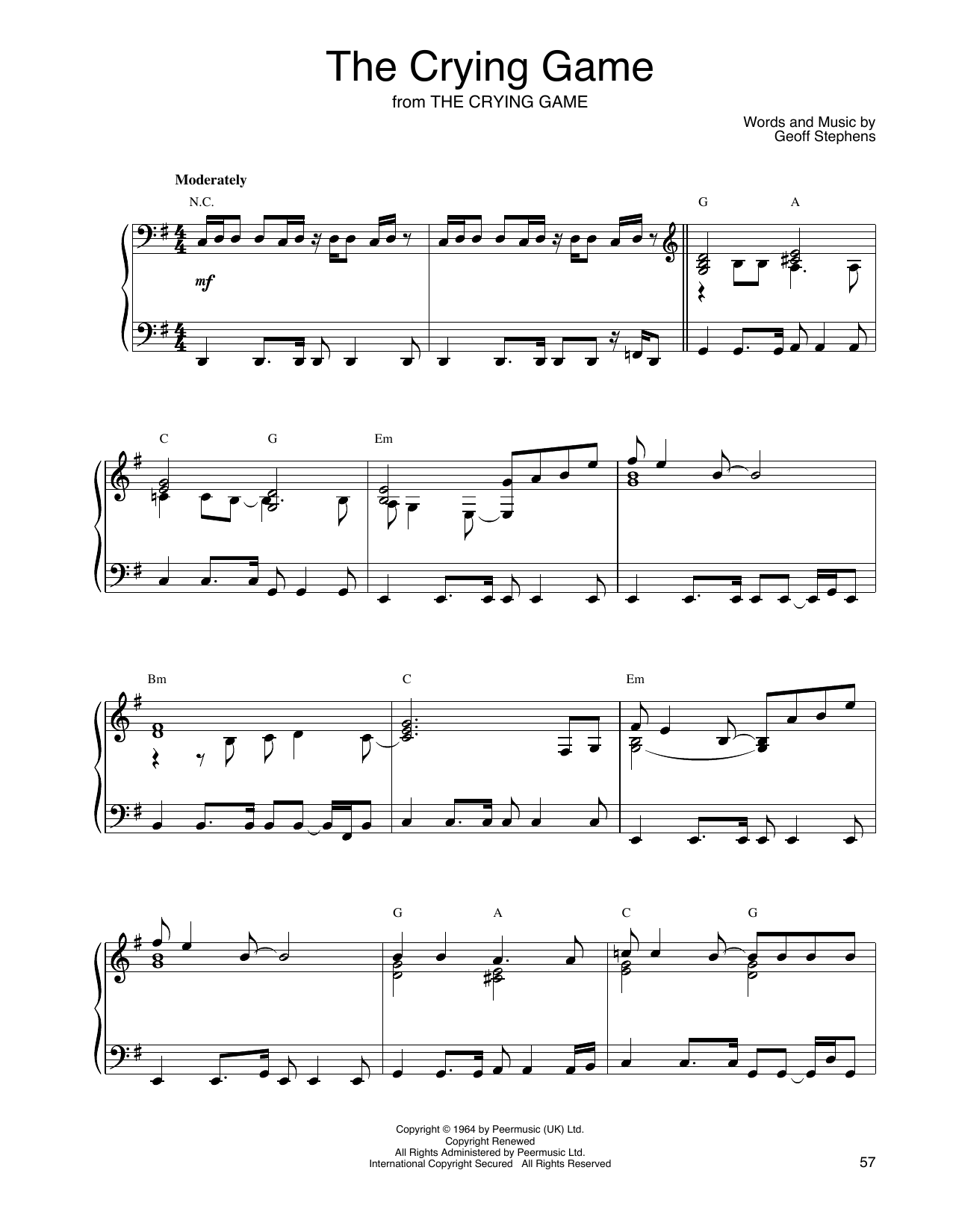 Download John Tesh The Crying Game Sheet Music and learn how to play Piano Solo PDF digital score in minutes