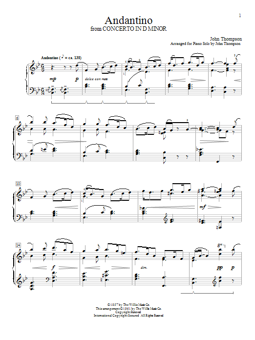 Download John Thompson Andantino Sheet Music and learn how to play Easy Piano PDF digital score in minutes