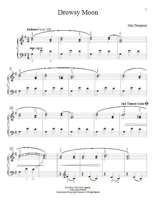 Download John Thompson Drowsy Moon Sheet Music and learn how to play Easy Piano PDF digital score in minutes