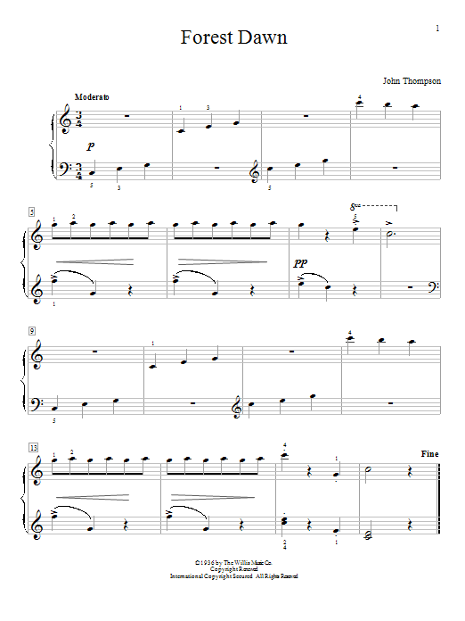 Download John Thompson Forest Dawn Sheet Music and learn how to play Easy Piano PDF digital score in minutes