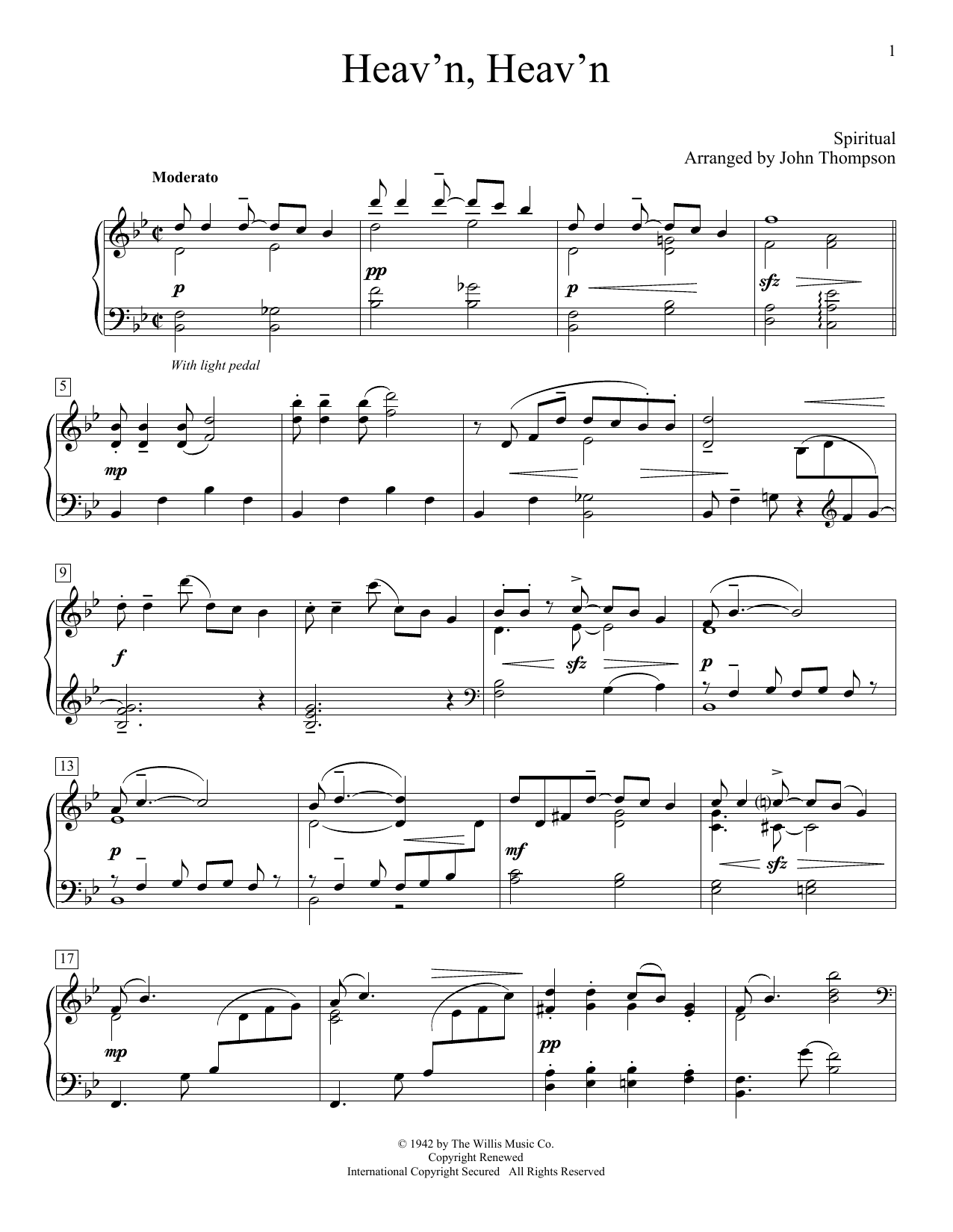 Download Traditional Spiritual Heav'n, Heav'n Sheet Music and learn how to play Easy Piano PDF digital score in minutes